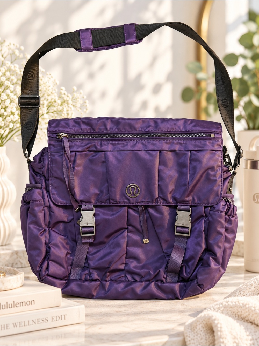 Lululemon Purple Gym Bag Crossbody Messenger Tote | Yoga Pilates Travel